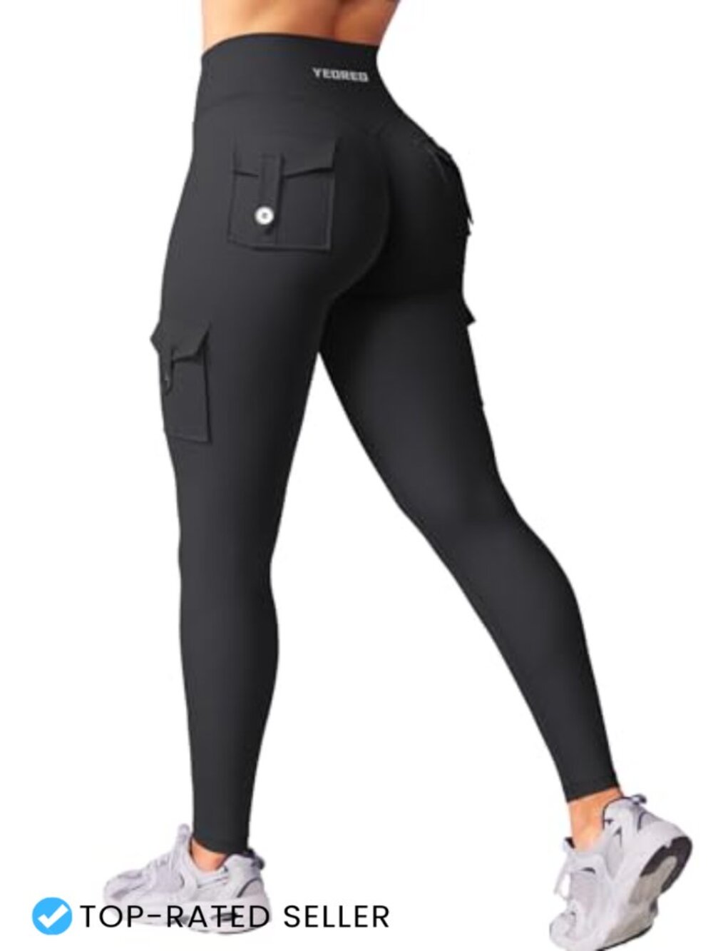 High Waist Cargo Leggings with Pockets, Scrunch Butt Lift